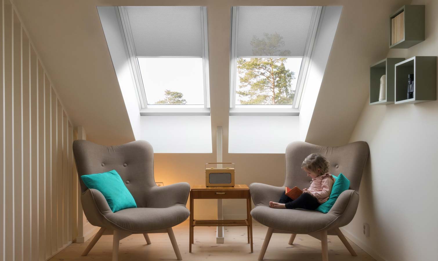 Skylight blinds made and installed by Fabric Creations Cheltenham