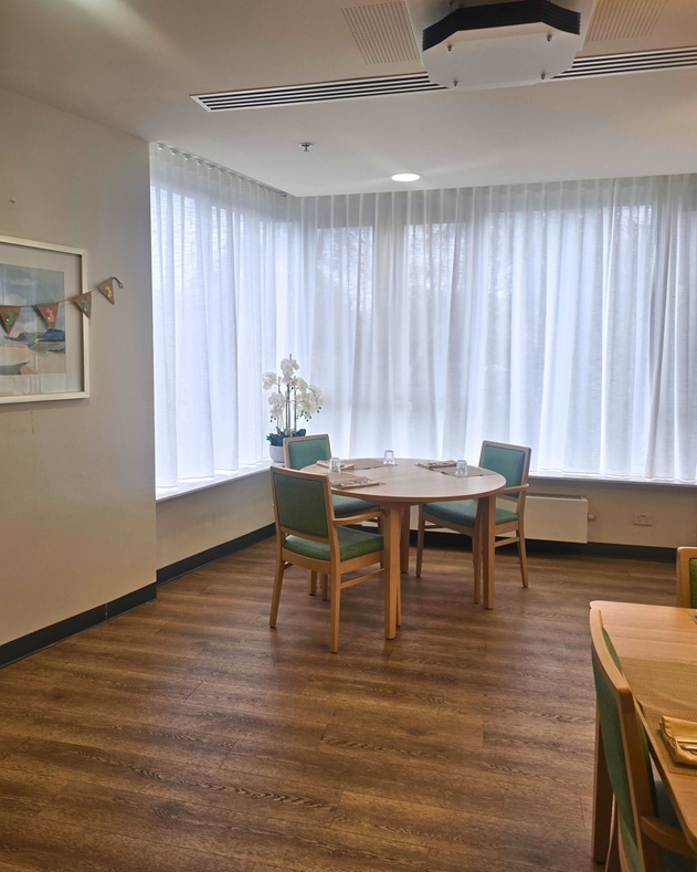 Commercial Dining Space with Sheer Wavefold Curtains