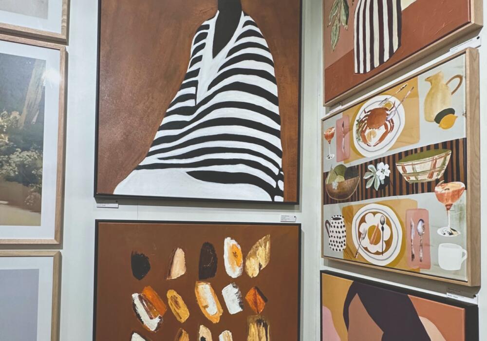 Gallery wall of organic style art prints