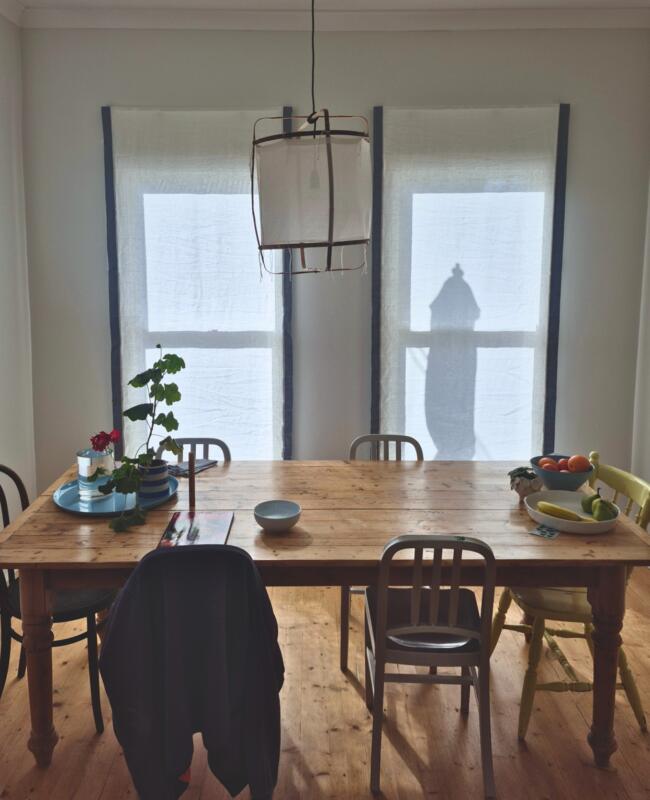 Soft Roman in 100% Linen Filtering Light a Ripponlea Dining Room